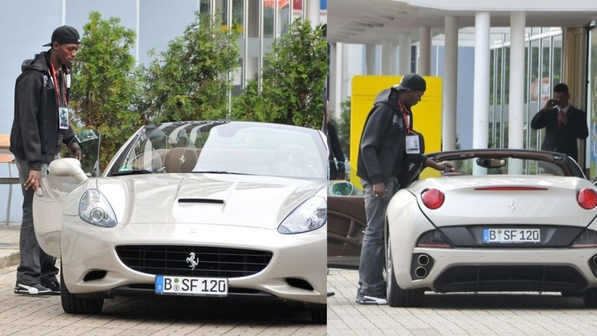 Usain Bolt With his silver Ferrari California 