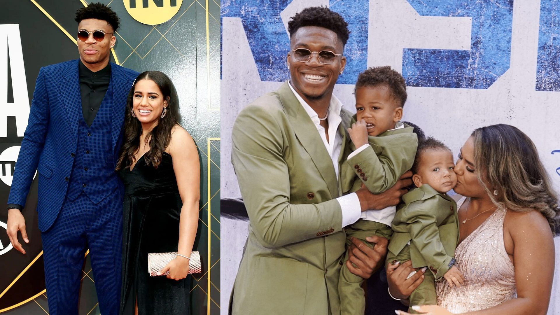 giannis Antetokounmpo with his wife and two kids