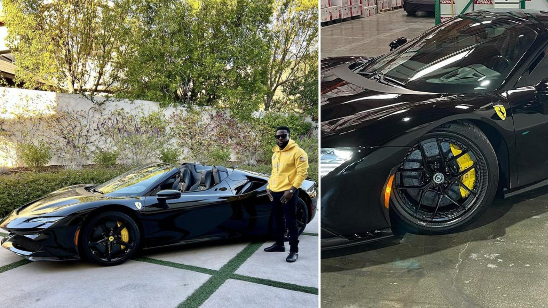 Kevin Hart with his Black Ferrari SF90 Spider