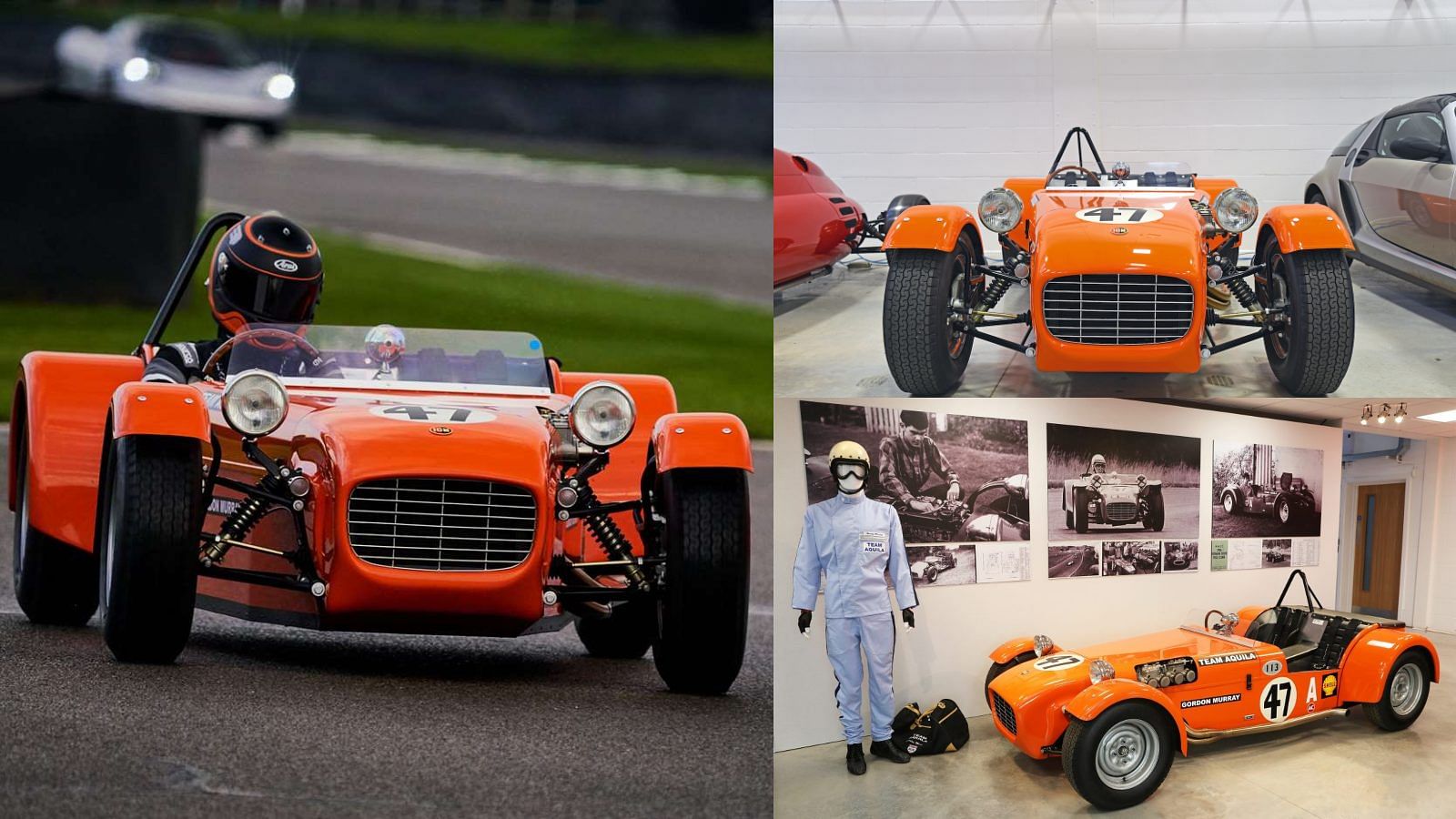 A collage of Gordon Murray's orange T1: Gordon’s first creation