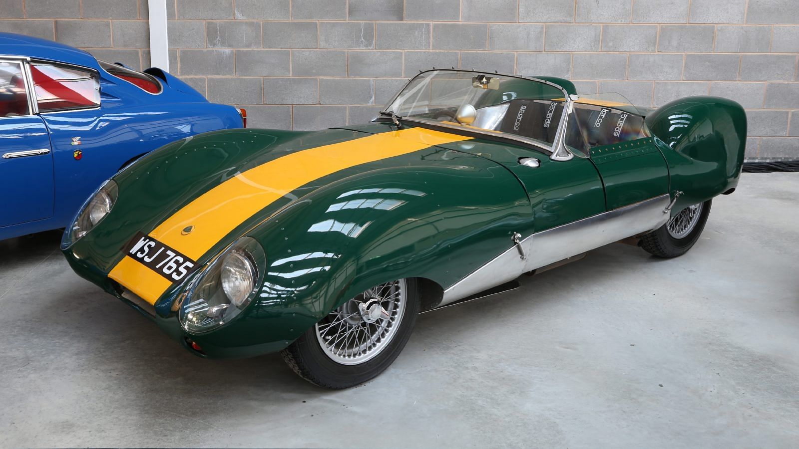 Gordon Murray's green Lotus Eleven with a yellow stripe