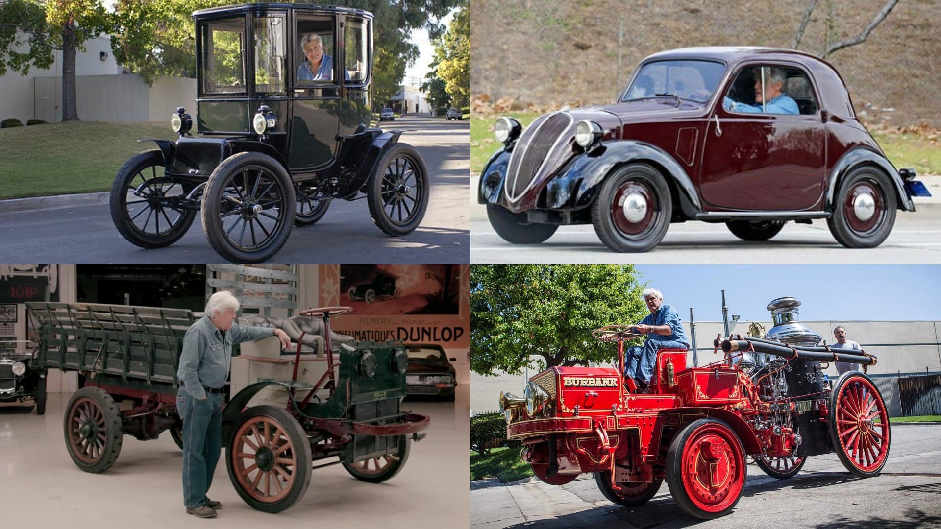 Jay Leno's 1909 Baker Electric, 1916 Autocar, 1937 Fiat Topolino and 1911 Christie Fire Engine