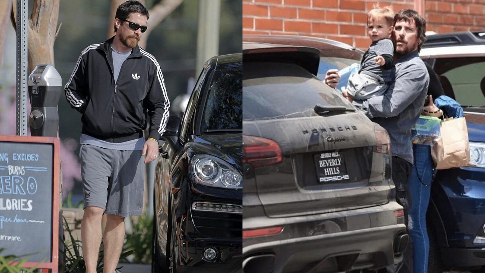 Christian Bale with his Porsche Cayenne