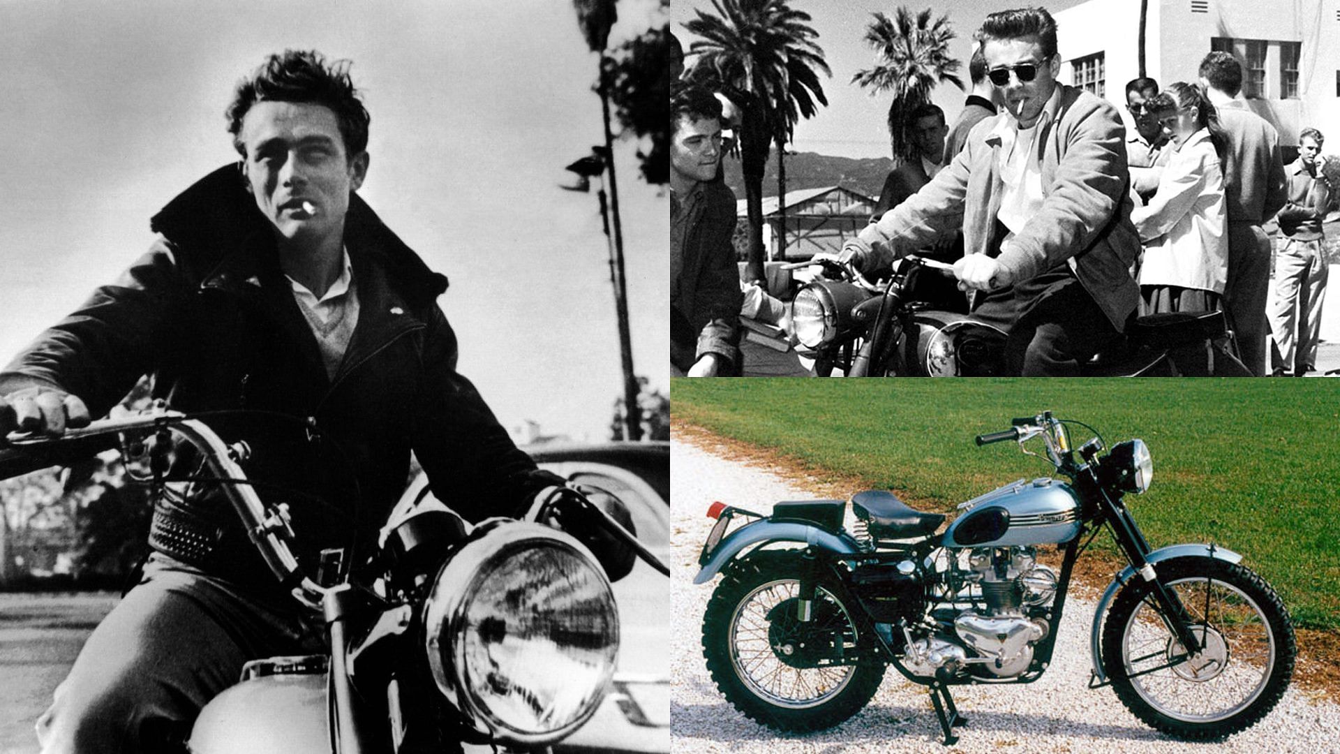 James Dean riding his 1955 Triumph TR5 Trophy