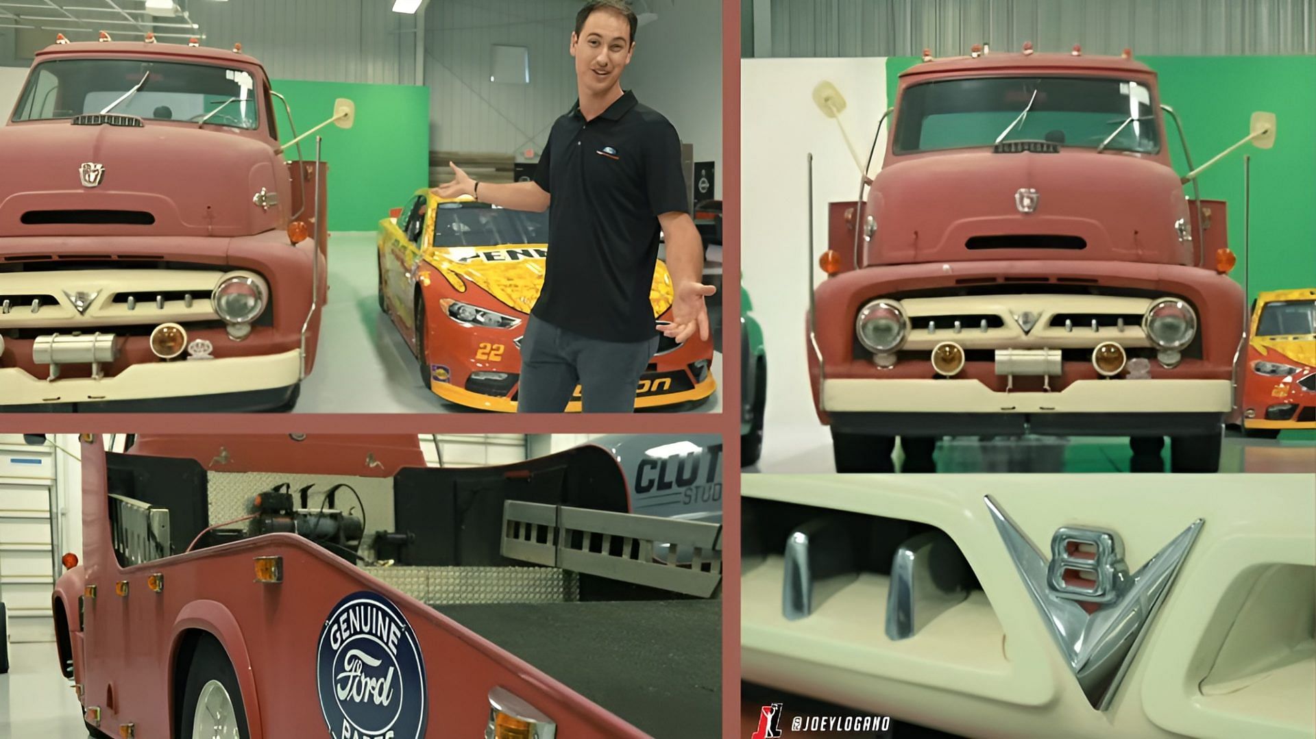 Joey Logano and his 1953 Ford Cab Over Ramp Truck