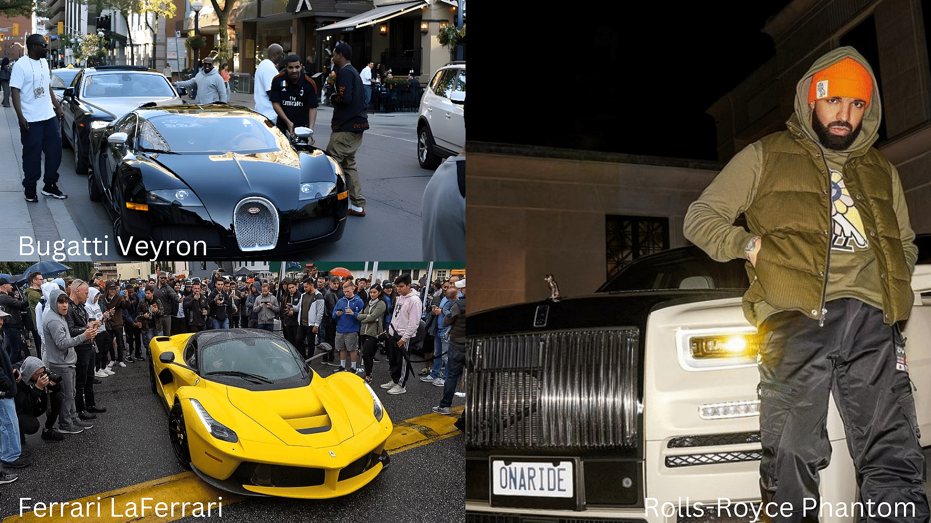 Drake's car collection- Bugatti Veyron Sang Noir Edition, Ferrari LaFerrari, Rolls-Royce Phantom