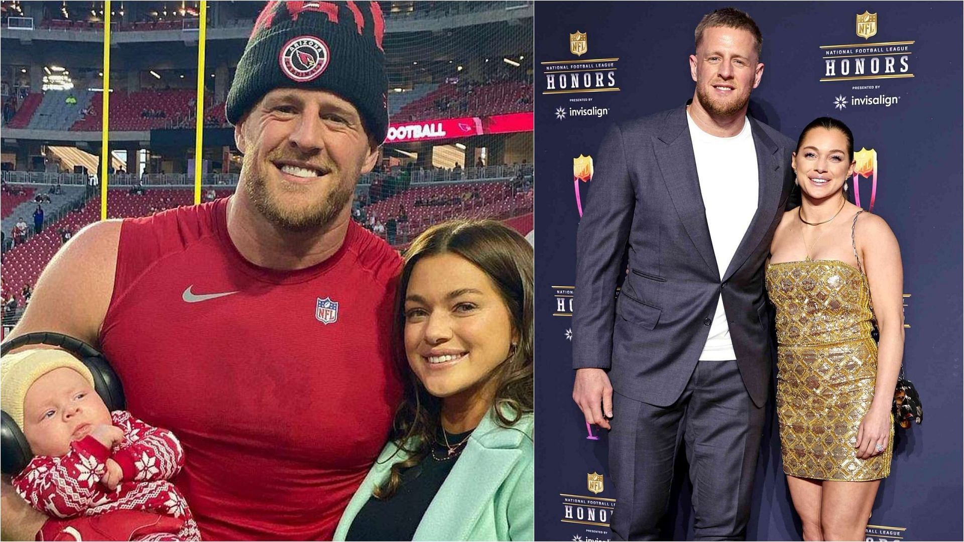 JJ Watt with his Wife and children, and family