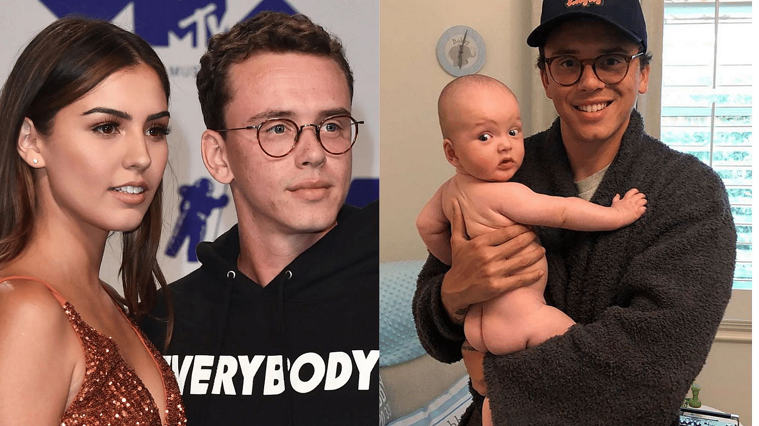 Logic with his wife and child