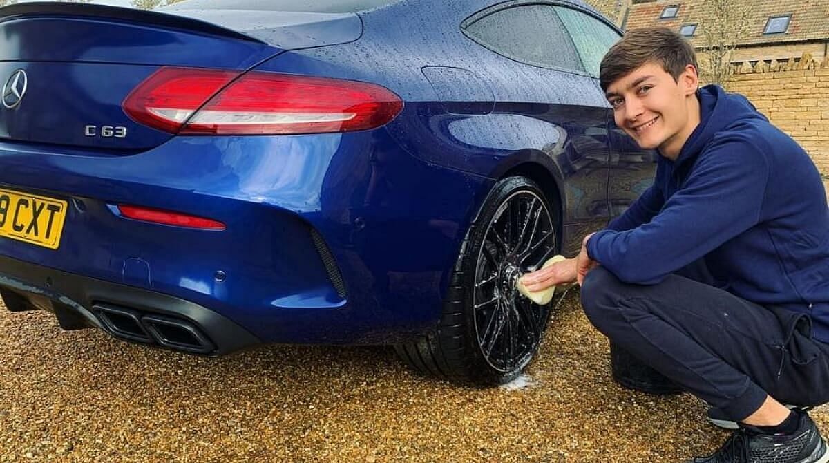 George Russell's Blue Mercedes-AMG C63