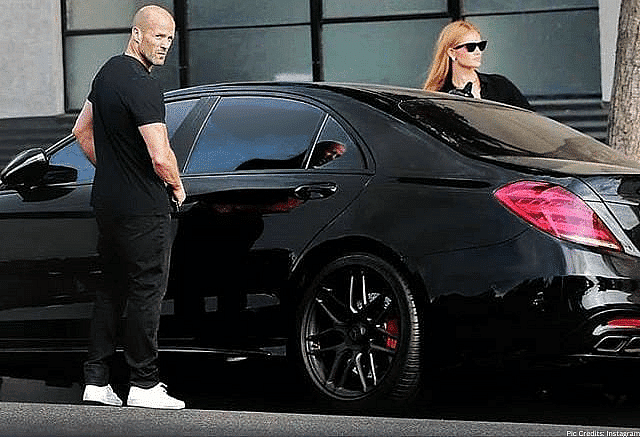 Jason Statham with his black Mercedes-AMG S 63