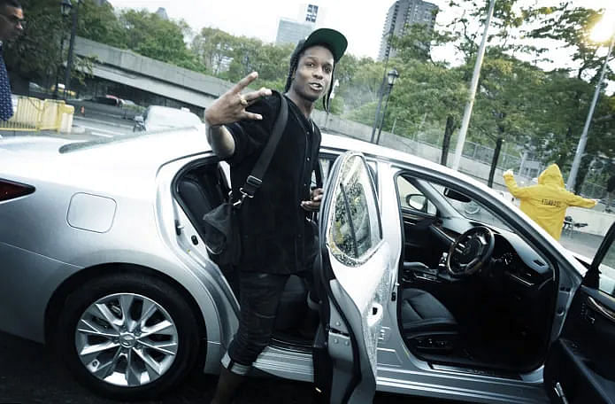 ASAP Rocky with his silver Lexus LS500