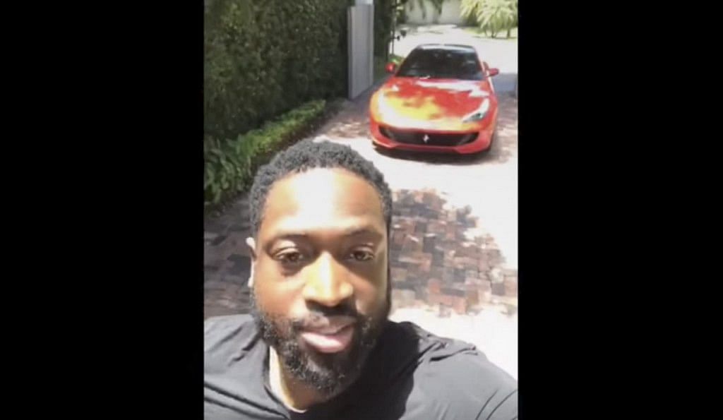 Dwayne Wade with his Ferrari GTC4 Lusso