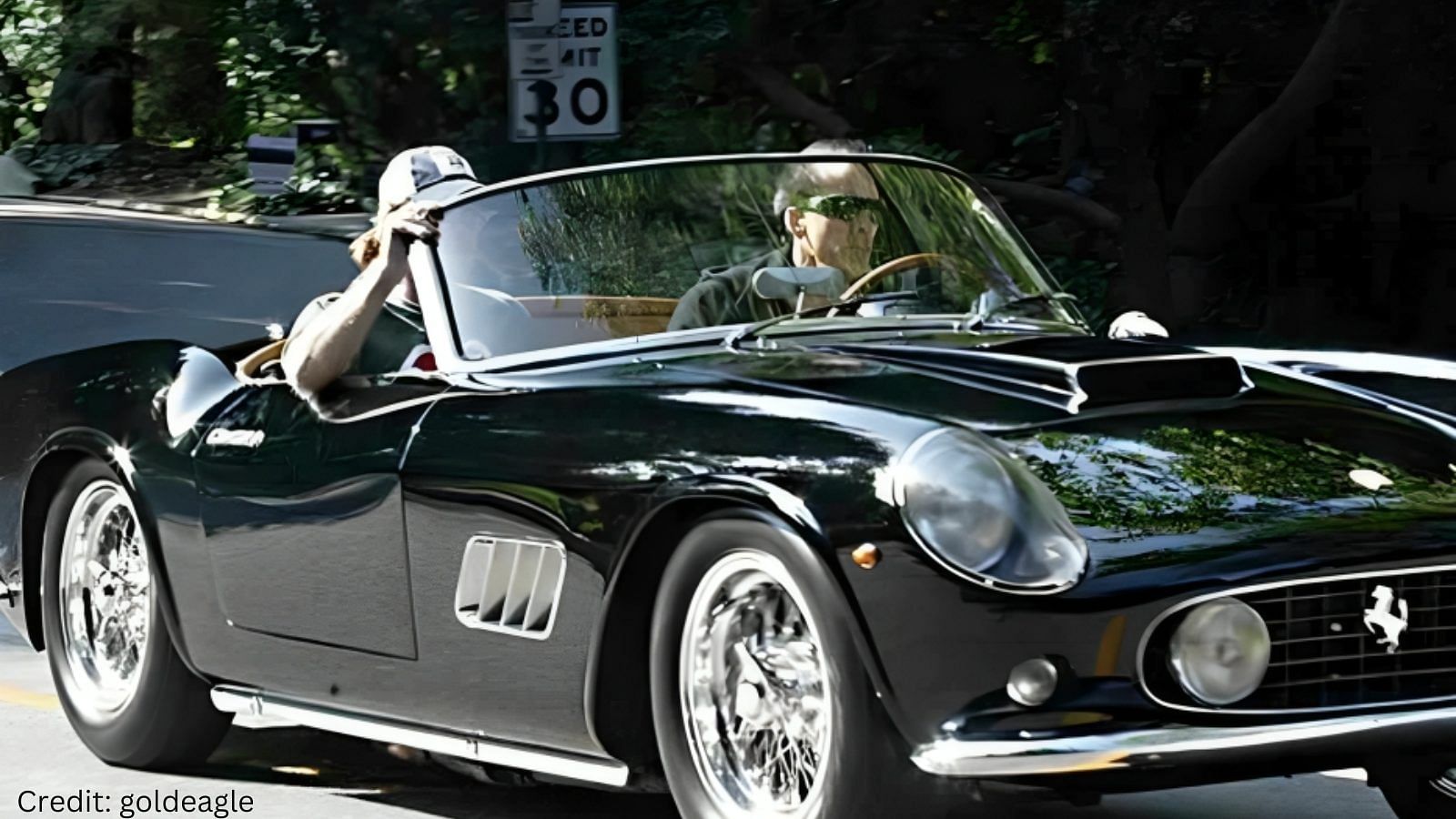 Nicolas Cage with a black 1958 Ferrari 250 GT Series 1 Cabriolet