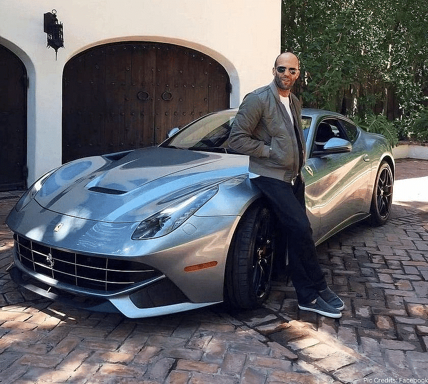 Jason Statham’s with his Silver Ferrari F12 Berlinetta