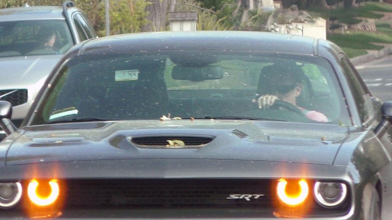 Adam Sandler driving his 2018 Dodge Challenger SRT Demon 