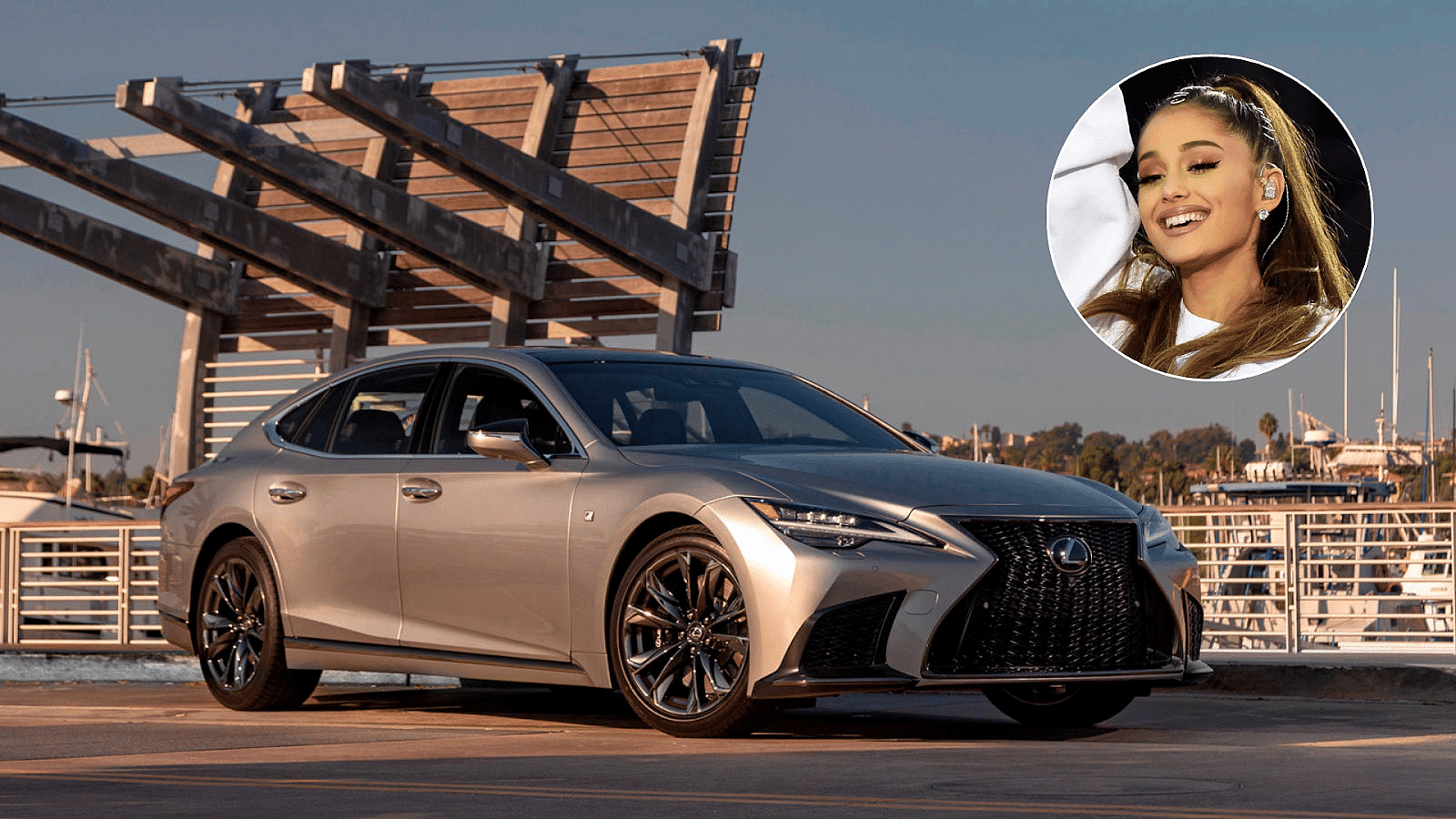 Ariana Grande's Lexus LS - Grey -Front and Side view