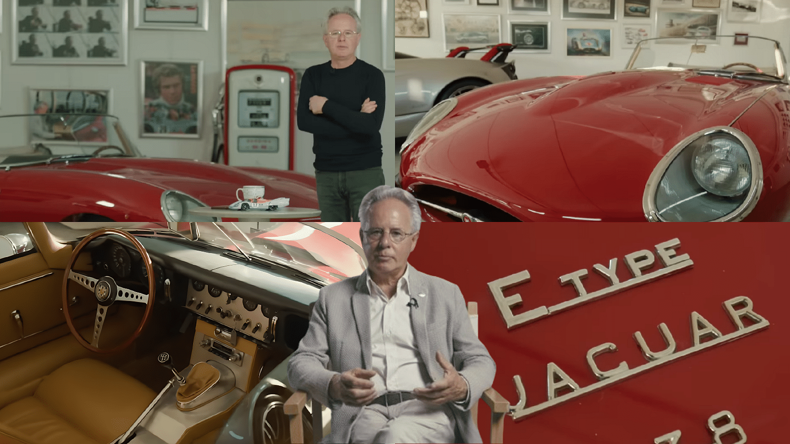 Horacio Pagani with his red Jaguar E-Type Roadster