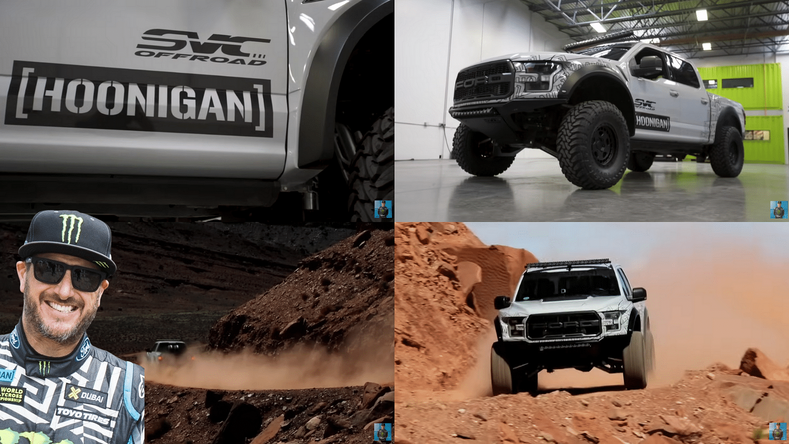 Ken Block's 2017 SVC Offroad Ford F-150 Raptor in garage and on Moab