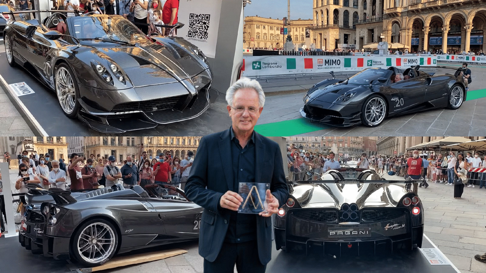 Horacio Pagani's Pagani Huayra BC Roadster at a Milan event